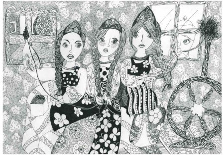 Три девицы под окном рисунок