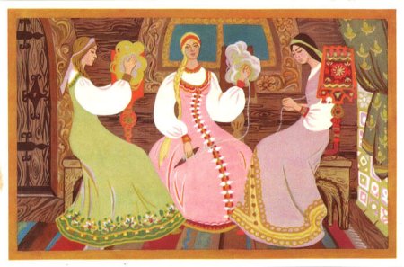 Пушкин сказка о царе Салтане три девицы под окном