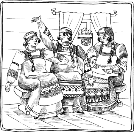 Иллюстрации к сказке о царе Салтане три девицы под окном