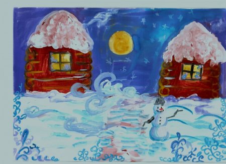 Зимний вечер рисунок