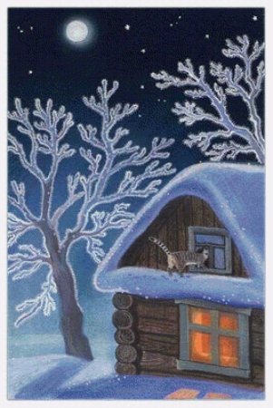 Зимний вечер рисование