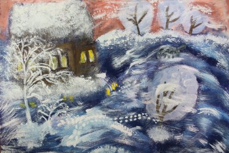 Зимнее утро рисунок