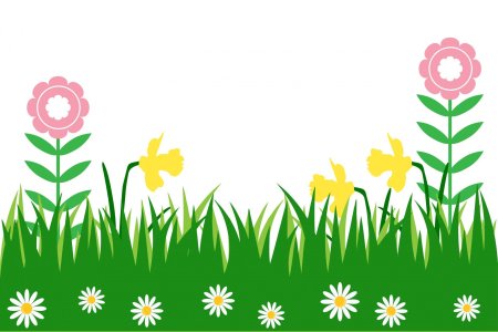 Рисование цветов и травы на лужайке