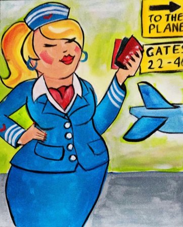Рисунок стюардессы детский