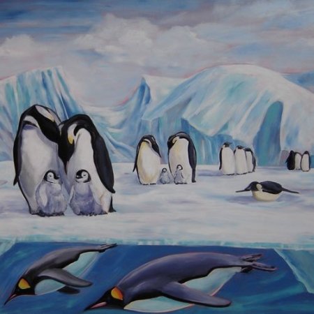 Рисование пингвины в Антарктиде