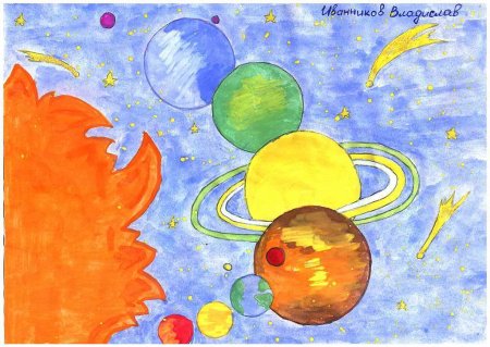 Рисунки детские про космос детский сад (55 фото)