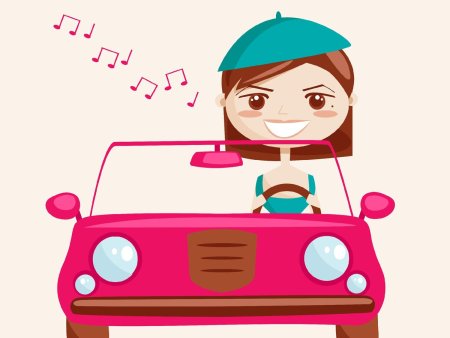 Мультяшка за рулем