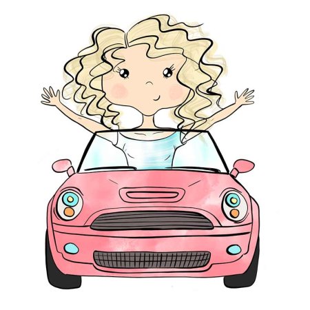 Девушка в машине рисунок