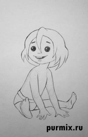 Нарисовать Маугли карандашом