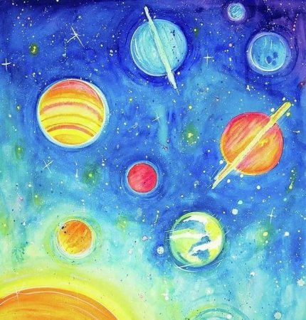 Детский рисунок солнечная система (44 фото)