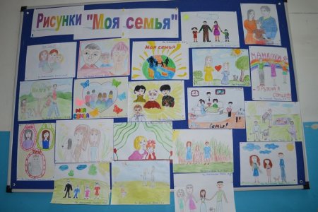 Выставка рисунков моя семья в детском саду