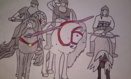 Три богатыря Васнецова детский рисунок