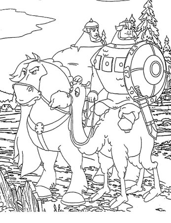 Раскраска богатырь Добрыня Никитич