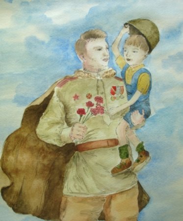 Солдат с ребенком на руках