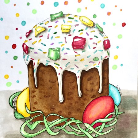 Пасхальный кулич рисунок