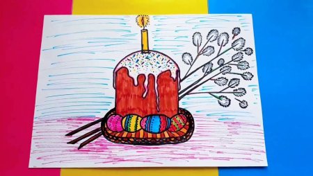 Рисование с детьми Пасхальный кулич