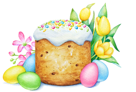 Кулич акварель