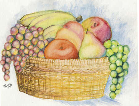 Натюрморт с фруктами рисунок для детей