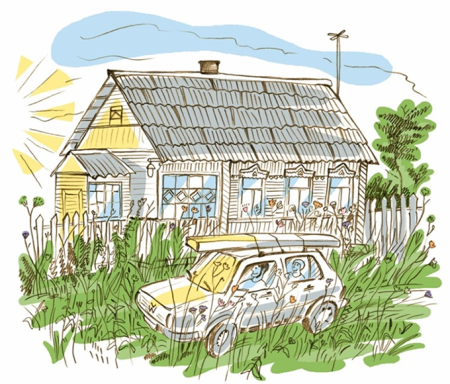 Домик в деревне рисунок