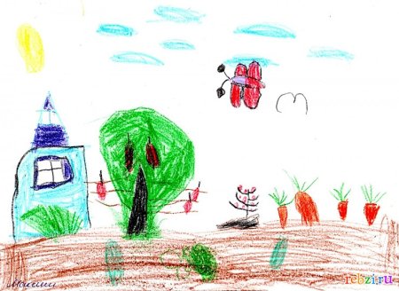 Детский легкий рисунок дачи