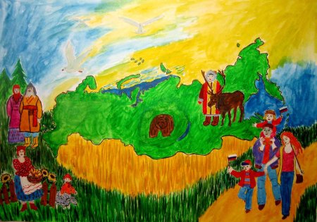 Широка Страна моя родная рисование