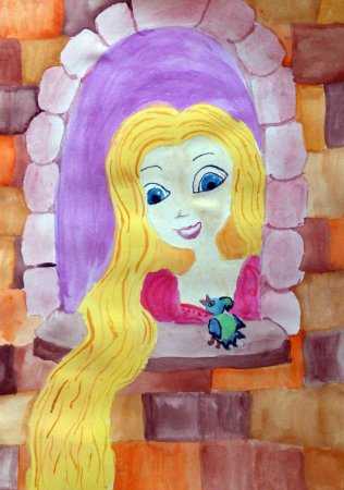 Рисунок к сказке Рапунцель братья Гримм