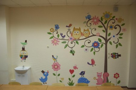 Детские рисунки на стене в детском саду (54 фото)