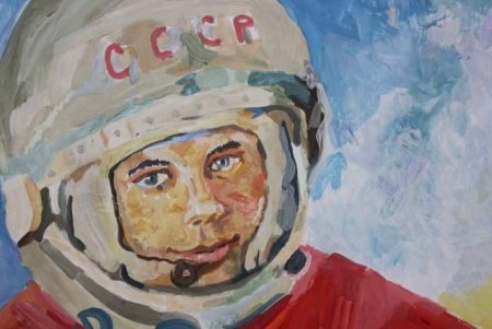 «Юрий Гагарин на родине».картина художника