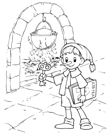 Герои из Буратино раскраска