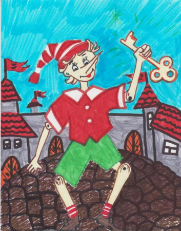 Детские рисунки Буратино