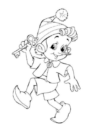 Раскраска золотой ключик или приключения Буратино Мальвина