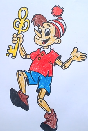 Герои сказки Буратино раскраска