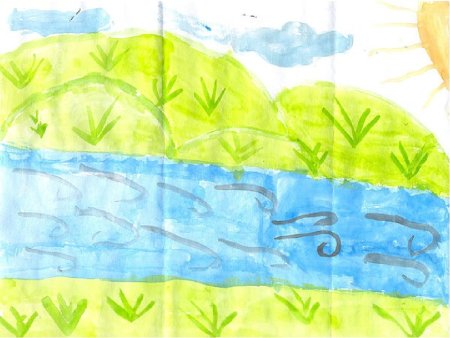 Рисование речки в старшей группе