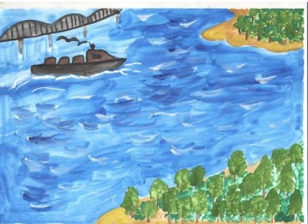 Рисование речки для детей