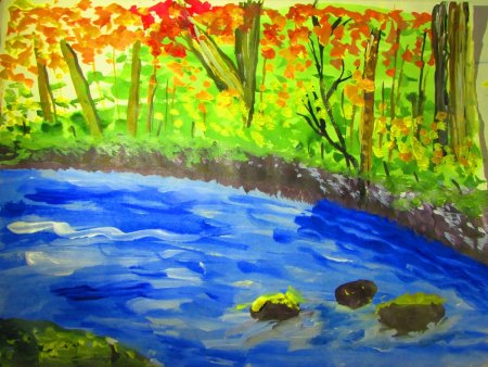 Природа красками для детей