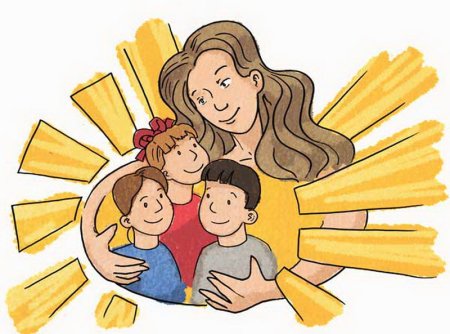 Дети обнимают воспитателя