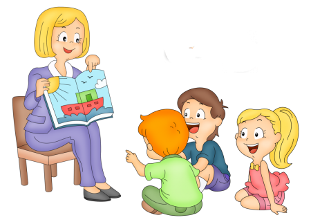 Воспитатель с детьми на прозрачном фоне