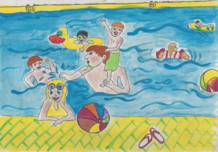 Рисунок я в бассейне детский