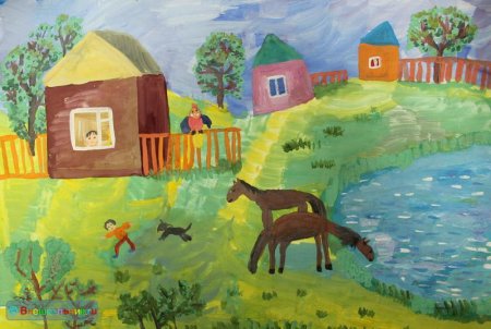 Детские рисунки деревни