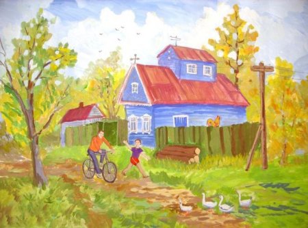 Пейзаж деревни для детей