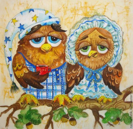 Сова с совенком рисунок