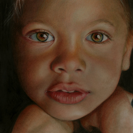 Детский портрет цветными карандашами