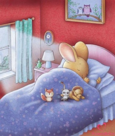 Зайка спит в кроватке