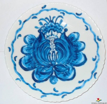 Роспись тарелки Гжель для детей