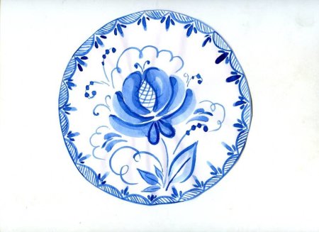 Гжельская роспись поэтапное рисование