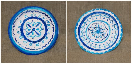 Рисование тарелка Гжель