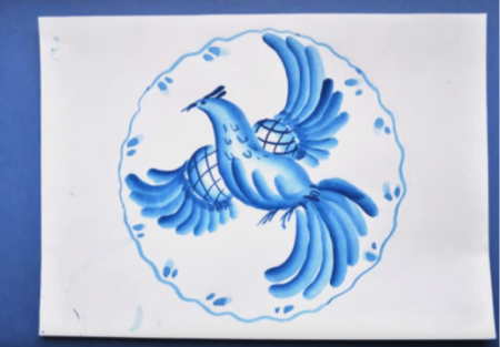 Роспись тарелки Гжель в старшей группе