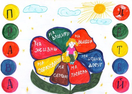 Цветик семицветик на котором изображены основные права детей