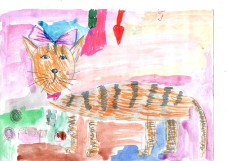 Усатый полосатый рисование Комарова