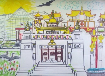 Хурул Калмыкия рисунок